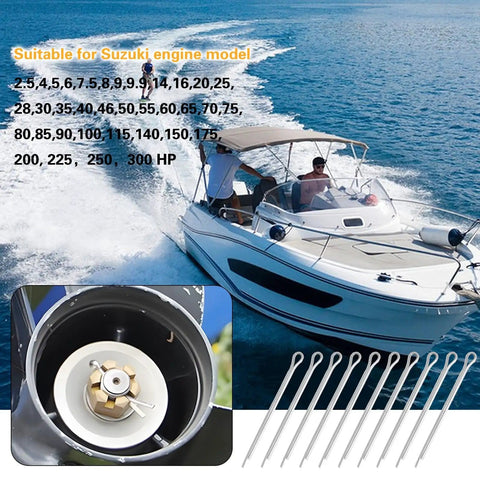 20 Pack Marine Propeller Cotter Pins Pro Grade Stainless Steel Kit For Outboard Motors shown with boat in action