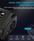 Dual RC Battery Charger With Touch Screen Beefy Power cooling fan and interface display.