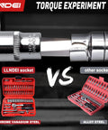 1/4 Inch Drive Socket Set With Ratchet Wrench Metric 4-14mm Sockets 57 Plus 1 Piece All In One Magnetic Pickup Tool side comparison