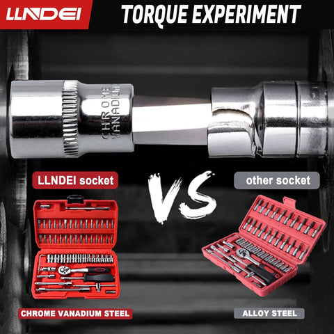1/4 Inch Drive Socket Set With Ratchet Wrench Metric 4-14mm Sockets 57 Plus 1 Piece All In One Magnetic Pickup Tool side comparison