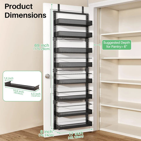 Eight Tier Over The Door Organizer With Adjustable Baskets For Bathroom Closet Storage Heavy Duty Hanging Rack Black Zero Hustle Setup Saves Major Square Footage And Keeps Your Entire Home Looking Crisp