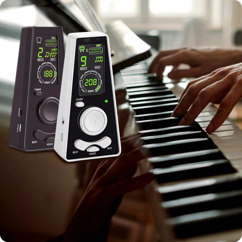 Digital Metronome For Piano Guitar Violin Ukulele Cello Flute With LED Display Rotary Tempo Knob in use with piano