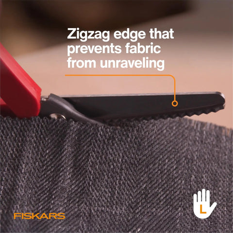 Left Handed Pinking Shears For Fabric And Crafts, 8 Inch, Zigzag Blades That Prevent Fraying, cutting black fabric