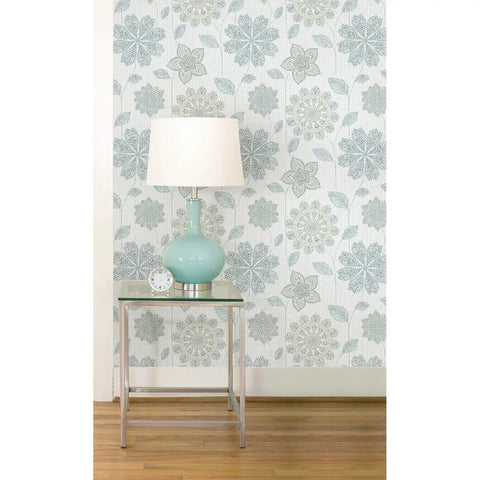 Gypsy Floral Blue Green Peel And Stick Wallpaper For Walls No Residue Removable And Repositionable DIY Friendly Rental Decor Roll 20 Sq Ft Blue Floral Pattern For Accent Walls