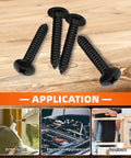 Top Shelf Number 14 By 1 1/2 Inch Truss Head Self Tapping Wood And Sheet Metal Screws on wood surface, for DIY and furniture projects.