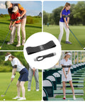 Collage showing golfers using 2 In 1 Golf Grip Trainer And Swing Stabilizer With Arm Band For Correct Grip And Arm Positioning.