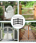 12 Pcs 6 Inch T Strap Hinges Heavy Duty Outdoor Tee Hinge For Wooden Fences Barn Doors Gates Shed Doors, shown installed on various gates