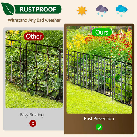 Durable 30ft By 17in No Dig Garden Fence Border With 28 Panels Rustproof Metal Wire Ground Stakes comparison for rust prevention