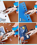 Adjustable Handheld Circle Hole Punch For Crafts And Scrapbooks With Blue Soft Grip One Quarter Inch And One Eighth Inch Heads Easy To Use For Tags Tickets Home Office And Classroom Projects Durable Metal Construction punching various materials