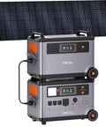 Heavy Solar Generator Portable Power Station Features Six Thousand Watt Output Plus Nine Thousand Watt Peak Rating Seven Thousand Two Hundred Watt Hours Storage with solar panel.
