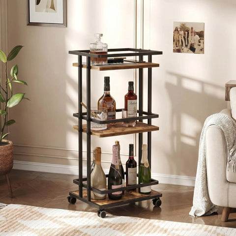 Kicking Your Hosting Game Up A Notch Requires This Rolling Three Tier Bar Cart Featuring Smooth Casters And Smart Storage Shelves For Effortless Drinks Service Across Any Kitchen Or Living Area Making Organization A Breeze And Entertaining Totally.