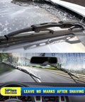 Heavy Duty Traditional Metal Windshield Wiper Blades Two Pack 22 Inch J Hook Fits Ford F150 F250 F350 cleaning rain off windshield.