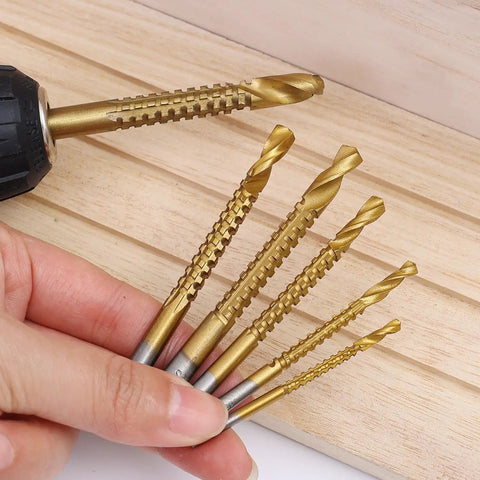 Slick Heavy Duty Three Pack HSS Twist Drill Bit Set Features Serrated Grooving Cutters And Secure Hex Shank Grip For Fast Drilling In Wood Metal Plastic Titanium Steel Works Like A Charm.