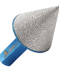 Diamond beveling chamfer drill bit, 1in (25mm) diameter, diamond-coated, blue hex shank for stone