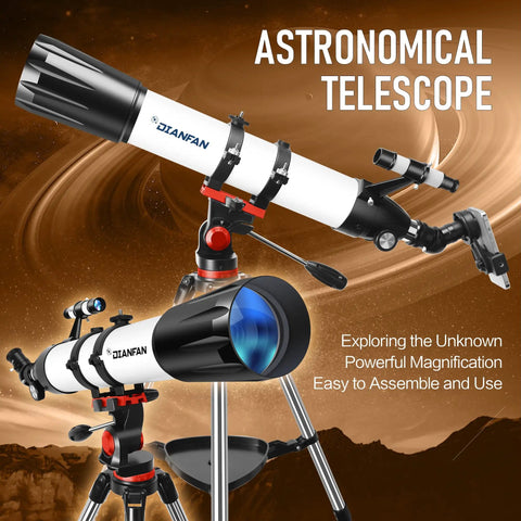 High Powered 90mm 800mm Refractor Telescope For Adults With Fully Coated Optics, Large Aperture For Bright, Clear Moon And Planet Views, Easy Setup For Stargazing, Rich Color, Strong Contrast, mounted on tripod