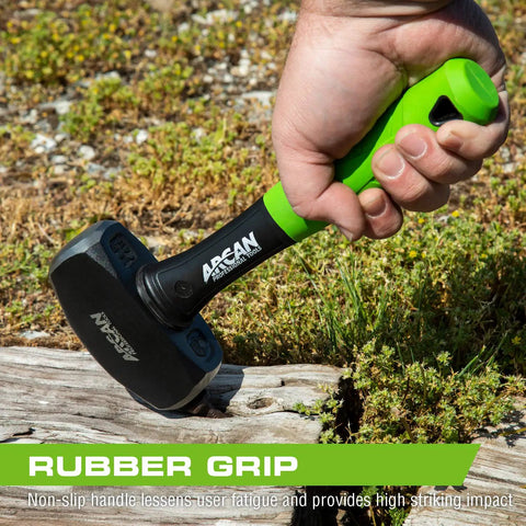 User gripping 3 Lb Drilling Hammer With 10 Inch Fiberglass Handle And Drop Forged Heads Rubber Grips For Comfort Non Slip Grip