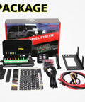 8 Gang Switch Panel For Trucks, SUVs, UTVs And Boats with wiring harness and accessories package contents displayed