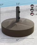 Heavy Duty Patio Umbrella Base Holder Built To Last For Outdoor Use Fillable Up To 66lbs With Stand Or 55lbs With Water Universal Pole Fit 1.4 1.5 Or 1.9 Inch Holds Umbrellas Up To 9.8 Feet Two Adjustable Knobs Brown next to pool
