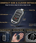 Replacement Intellicode Garage Door Remote For Overhead Openers 1995 G3T R G3T BX G3T A with LED, metal clip, keyring hole.