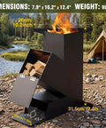 Rocket Stove For Camping And Outdoor Cooking Portable Wood Burning Stove With Storage Bag 15 Inch High Efficiency Outdoor Stove For Backyard BBQs Picnics And Events Heavy Duty 8.8 Lb.