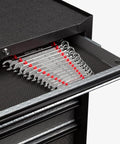 19 Tool Wrench Organizer Rack For 1/4 To 1-1/4 Inch Wrenches, Red Finish, Grab-And-Go Quick Access Slots in drawer