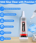 Clear Rhinestone Glue for Jewelry Making and Nail Art 4 Pack 15mL with Precision Tip, showing packaging details and features.