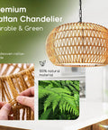 Big Time Upgrade 19 Inch Boho Rattan Chandelier Featuring Five Warm Lights For Farmhouse Dining Rooms with handwoven rattan.