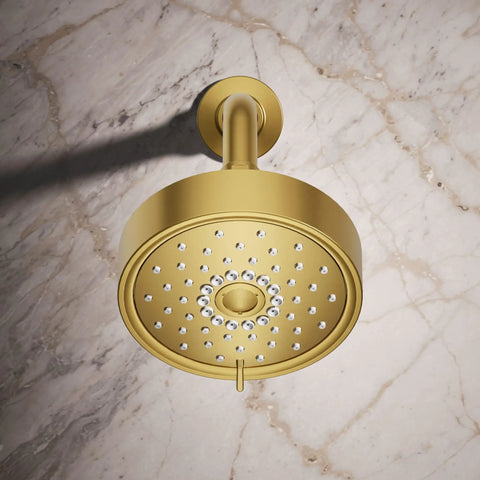 Purist Three Function Showerhead With 1.75 GPM Flow Vibrant Brushed Moderne Brass Finish Durable Plastic Construction