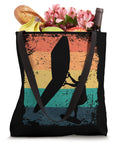 Retro Wing Surfing Tote Bag For Men With Dope Vintage Wingfoil Design, showcasing colorful retro graphics and dual handles, filled with groceries.