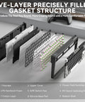 Five-layer gasket structure components of the Compact 75 Percent Wireless Mechanical Gaming Keyboard.