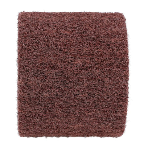 Heavy Duty Non Woven Wire Drawing Wheel With Abrasive Coating For Rapid Polishing And Uniform Shaping showing maroon abrasive surface.