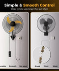 20 Inch Wall Mount Oscillating Fan With 600D Oxford Cover, Extended 3.3ft Wired Remote And 6.6ft Power Cord, comparison with pull chain