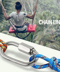 Five Pack M3 5 Stainless Steel Quick Link Chains One Eighth Inch D Shape Locking Quick Connectors in outdoor use