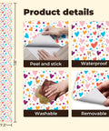 Heart And Star Romance Pattern Peel And Stick Wallpaper Removable Self Adhesive Wall Covering, waterproof, washable, 17.3" x 118".