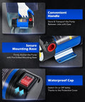 12V Diesel Transfer Pump 12 GPM Portable Electric Fuel Pump with handle, mounting base, and waterproof cap for oil change