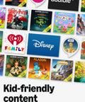 Echo Pop Kids Smart Speaker With Alexa Plus Showcasing Fresh Disney Princess Vibes with kid-friendly audiobook designs.