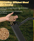 Hand filling Portable Wood Pellet Fire Pit And Outdoor Heater In Matte Black Painted Stainless Steel For Backyard.