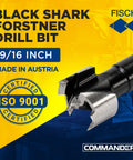 Badass Heavy Duty Forstner Drill Bit Rock Solid High Speed Steel Woodworking Tool 9/16 inch made in Austria for precise drilling.