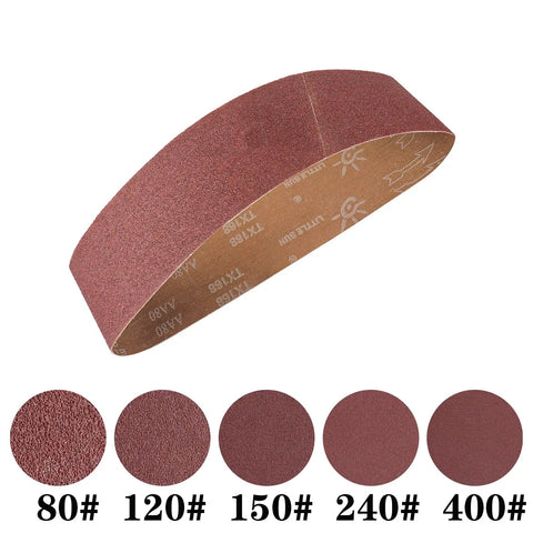 Beast Heavy Duty 4x36 Sanding Belts Set showing 15 belts, grits 80 to 400, for wood, metal, and paint sanding.