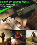 10 Inch EDC Pry Bar Multitool With Wrenches Crowbar Nail Puller Bottle Opener Chisel Blade Paracord Grip shown in outdoor use