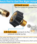 Garden Hose To Pressure Washer Adapter Three Quarter Inch Female To Three Eighth Inch Male Water Inlet Fitting diagram