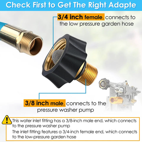 Garden Hose To Pressure Washer Adapter Three Quarter Inch Female To Three Eighth Inch Male Water Inlet Fitting diagram
