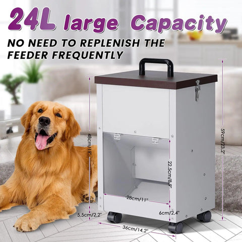 Heavy Duty Gravity Dog Feeder For Large Breeds Outdoor Auto Food Dispenser Galvanized Steel 30 Pound Capacity with dog
