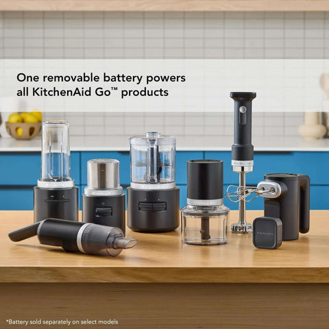 Wireless Stick Blender Set With Whisk No Cords Attached 7 Inch Blending Arm Stainless Steel Blade For Smoothies Soups And Milkshakes displayed on countertop.