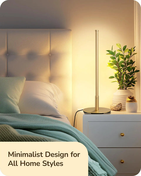 LED Table Lamp With Stepless Dimming And 3 Color Temperatures 2700K To 6500K Modern Gold Metal Desk Nightstand Light in bedroom.