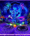 Upgraded 16.4Ft 5M LED Black Light Strip Kit with Remote Control in vibrant room decor scene with astronaut tapestry