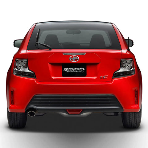 Rear view of red Scion tC showing Scion Compatible 7 Inch Rubber Antenna Mast Replacement With Copper Coil Weatherproof Durable.