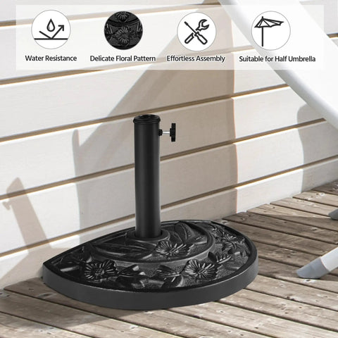 Heavy Duty Half Round Umbrella Base Stand For Patio Umbrellas Resin Outdoor All Weather Base Rock Solid Stability For Any Weather