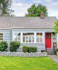 Green lawn with No Dig Garden Edging Border Kit 13 Ft White 14.6 Inch Tall creating clean edges beside shrubs and house