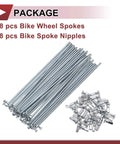 38 Piece 12G Bicycle Spokes Set 135mm Carbon Steel Galvanized Silver Tone Wheel Spokes For Road And Mountain Bikes Replacement Kit With Nipples And Durable Coated Finish To Beef Up Your Ride, showing 38 spokes and 38 nipples